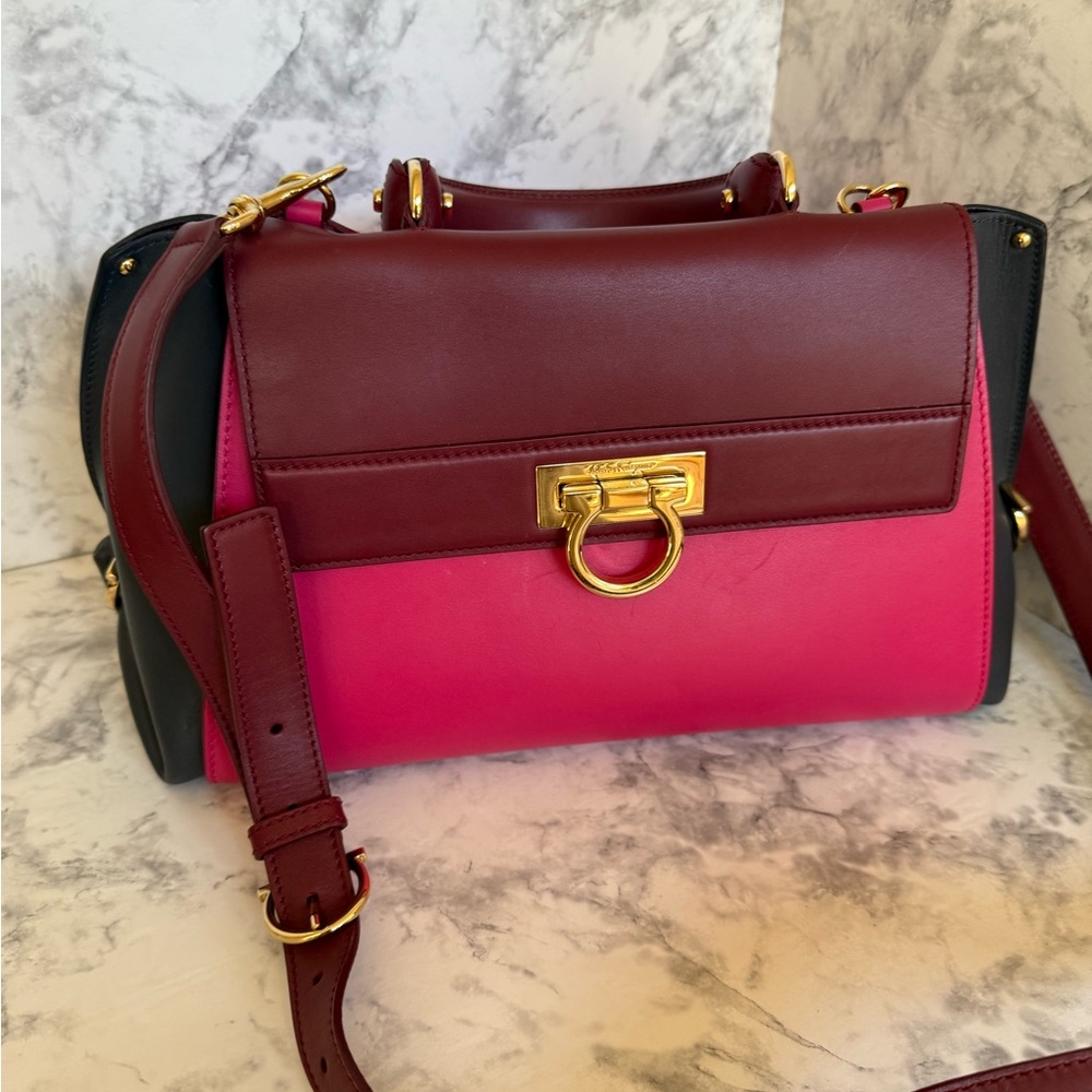 Salvatore Ferragamo Pink and Burgundy Satchel